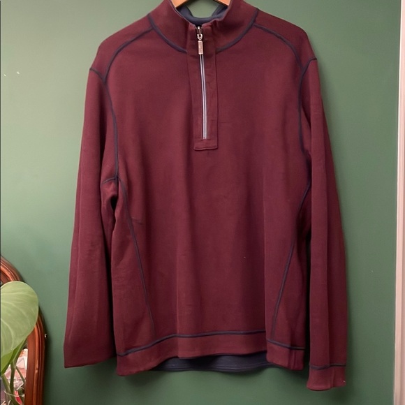 Tommy Bahama Bayview Reversible Quarter Zip Sweater Navy/Burgundy Men's L - Picture 5 of 7